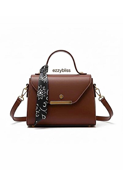 EZZY BLİSS Ezzybliss Women's Tan Faux Leather Scarf Detailed Handbag Shoulder...