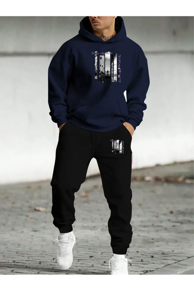 CLASSY.MODA Calle 00 Urban Street Style 3 Threaded Rastered Sweatpants Set