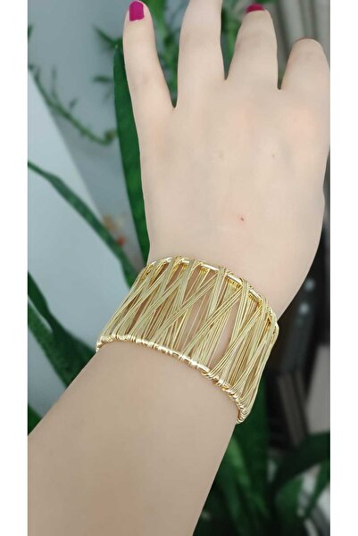 shop سوار ذهبي اللون بمشبك عريض - تصميم عصري متعدد الأسلاك، سوار نسائي أنيق م...