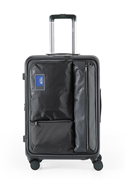 ÇÇS Lüx Antrasit Körüklü Polikarbon & Kumaş Orta Boy Valiz 730