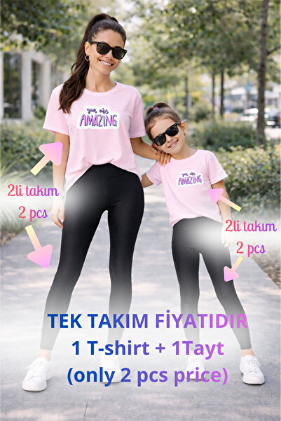 genosha Mother Daughter Mama Min Toparlayıcı Tayt T-Shirt Combination Single ...