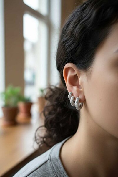 Aware Time 3-Piece Zircon Stone Brass Earrings