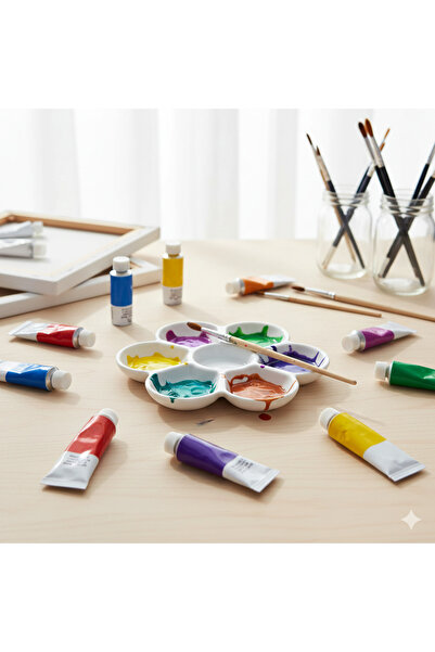 Art Tone 7 Godeli Porselen Kalıp Plastik Resim Boya Sanatçı Öğrenci Paleti 15...