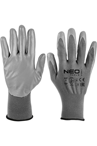 NEO Tools Work Gloves, Polyester Coated with PU, 4131X, Size 11