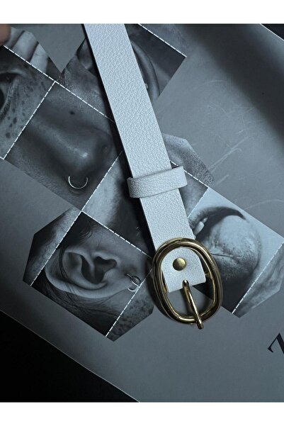 Luminos Butik White Thin Women's Belt with Oval Buckle, Women's Belt, Shirt B...