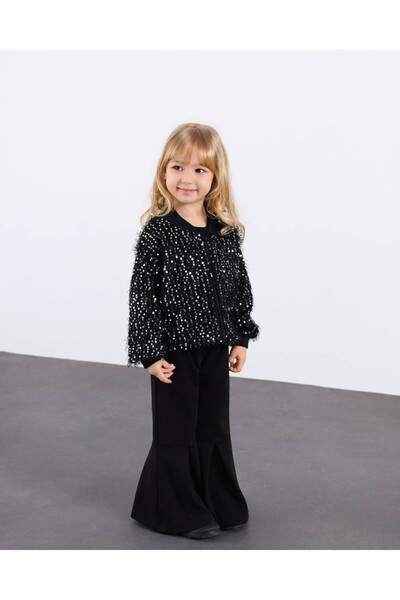 MİNİKO KİDS Girls' Festive Cardigan, Sequined Dress, Spanish Leggings Set