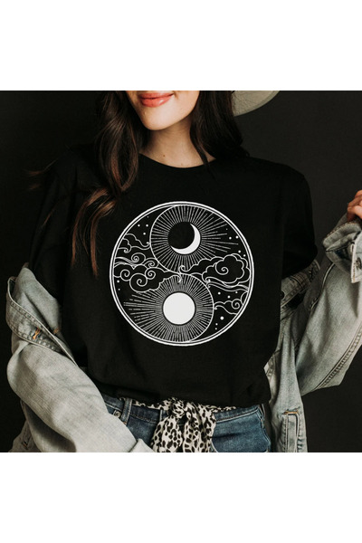 Kartier Tricou Dama Negru Moon And Sun