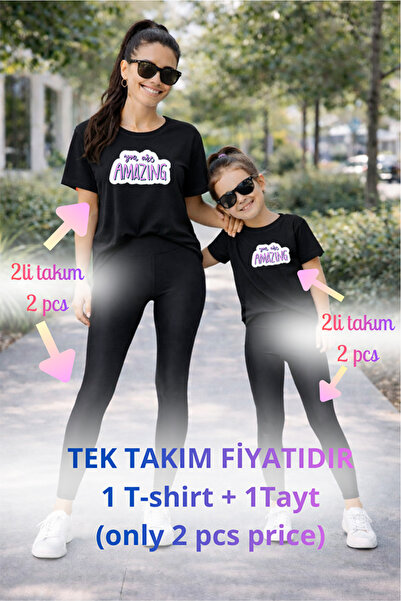 genosha Mother Daughter Mama Min Toparlayıcı Tayt T-Shirt Combination Single ...