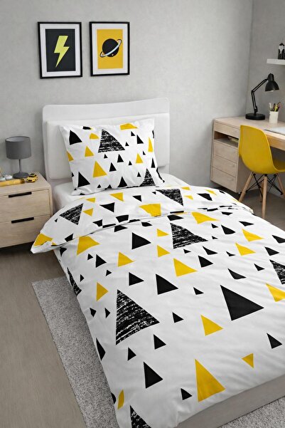 Eponj Home طقم غطاء لحاف قطني جونيور دلتا وايت