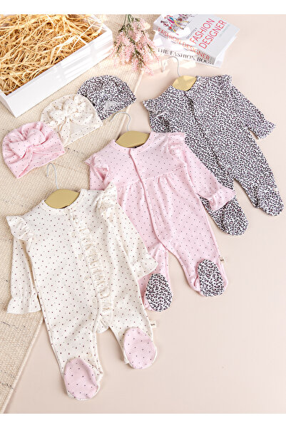 Babymod Baby Girl Romper with Triple 100% Cotton Hat