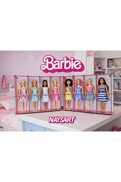 Barbie Temalı, Duvar rafı veya masa üstü sergileme standı, 8 Bebek kapasiteli...