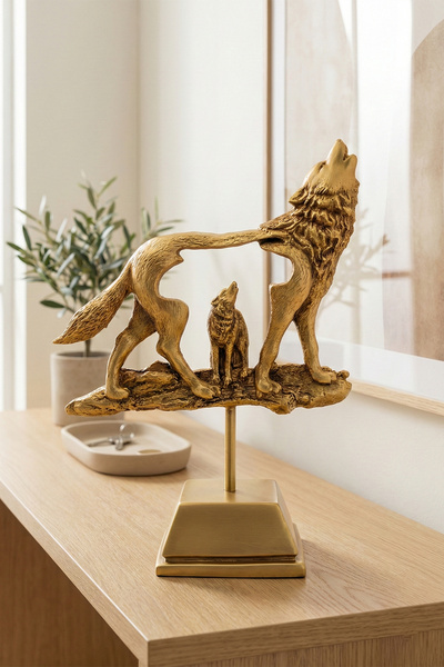 bakan hediyelik ASENA Anne Kurt ve Yavru Heykeli Standlı Polyester Biblo Masa...