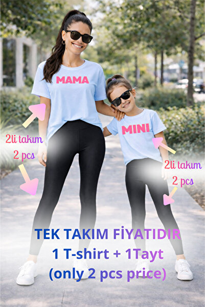 genosha Mother Daughter Mama Min Toparlayıcı Tayt T-Shirt Combination Single ...