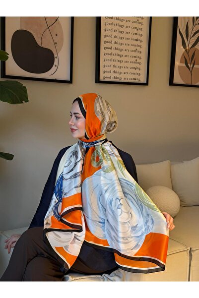 diorel BloomRing Vual İpek Şal Turuncu