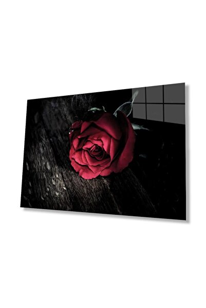 idealizbiz Sticlă artistică cu ilustrație floare roșie, sticlă temperată dura...