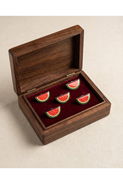 Zaytoon 5'Li Filistin Simgesi Yarım Karpuz Dilimi Tasarımlı Metal Yaka Rozeti...