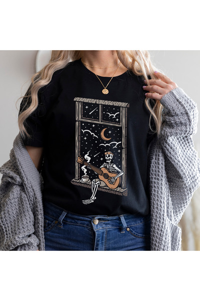 Kartier Tricou Dama Negru Guitar Skeleton