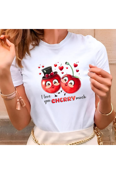 Kartier Tricou Dama Alb Cherrylicious Love