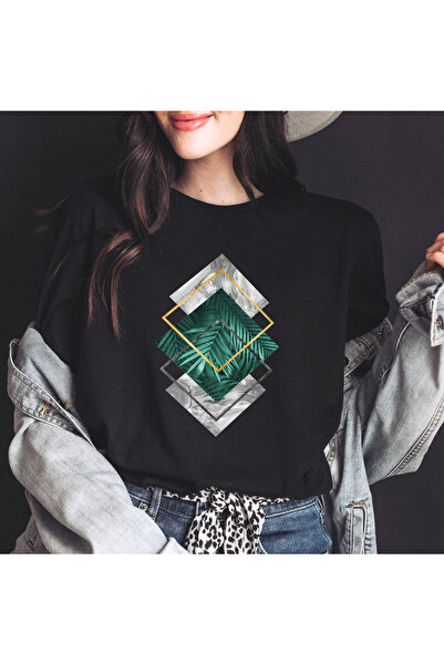 Kartier Дамска черна тениска с множество диаманти и абстрактен мотив