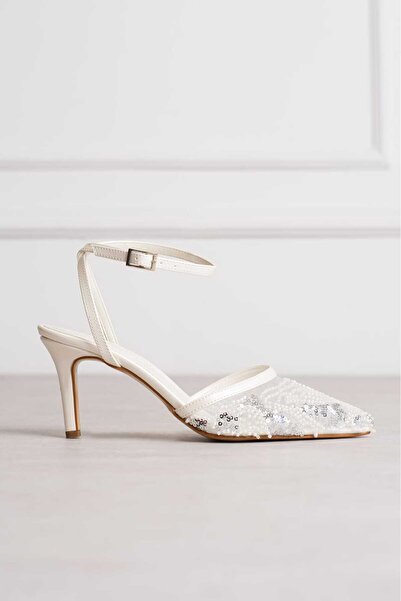 Roshin Shoes New Season Women's Stiletto Pearl Heeled Shoes Skin Heel 7cm