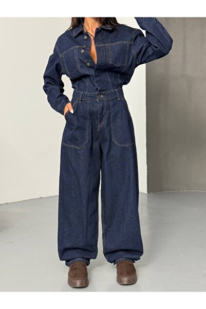 moda gk Premium Rahat Denim Tulum