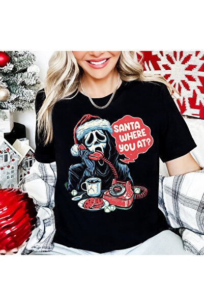 Kartier Дамска черна тениска Santa Claus Where You At