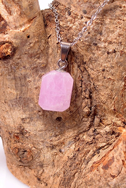 TAŞÇIZADE Kunzite Stone Natural Stone Necklace with Steel Apparatus