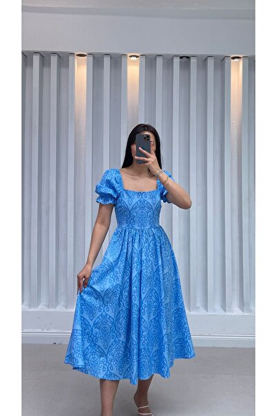 MY GRS POPLİN KUMAŞ GÖĞÜS LASTİKLİ ELBİSE