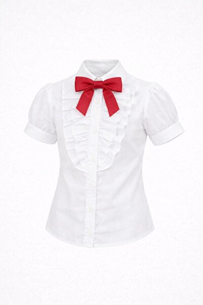 Kuraff Giyim Girls' Special Day Shirt with Ruffle Detail on the Front