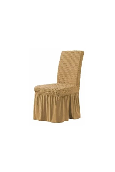 Textil home Σετ 6 καλυμμάτων καρέκλας, λάστιχο και κρεπ, με βολάν