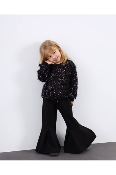 MİNİKO KİDS Girls' Festive Cardigan, Sequined Dress, Spanish Leggings Set