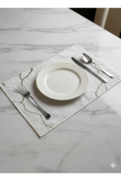 NURHAN HOME COLLECTION Μοντέλο Linia με Ασημένιο Κέντημα, 6 Τεμάχια Αμερικάνι...