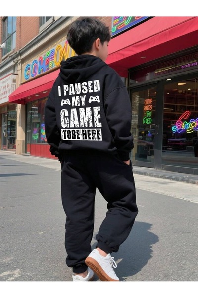 SVART WEAR Set de trening pentru copii, cu glugă și imprimeu, bluză și pantaloni