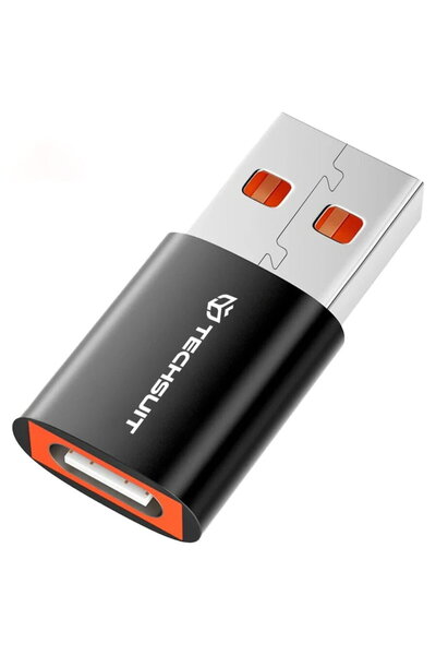 Techsuit USB-C to USB-A Adapter, 5Gbps, 6A - HyperPort (A5) - Black / Orange