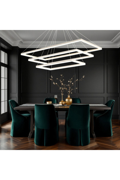 edc Lustra LED Suspendata cu 3 Elemente Rectangulare Albe LT109 Echivalent 800W