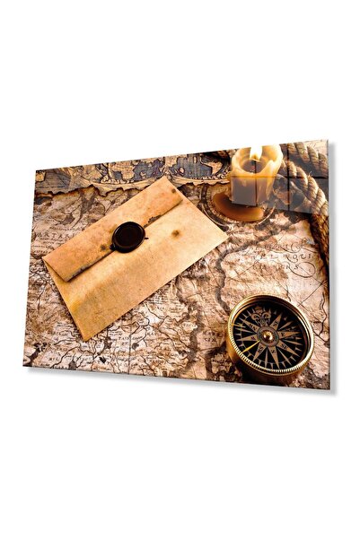 idealizbiz Hartă cu litere și harta lumii, tablou din sticlă durabilă de 4 mm...