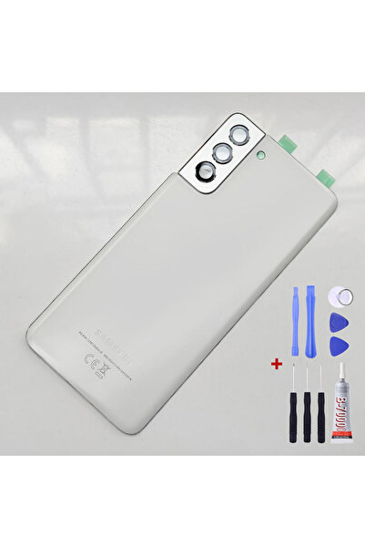 Yedcom Samsung S21 PLUS Beyaz Uyumlu Arka Kapak Arka Cam Pil Kapağı Tamir Setli