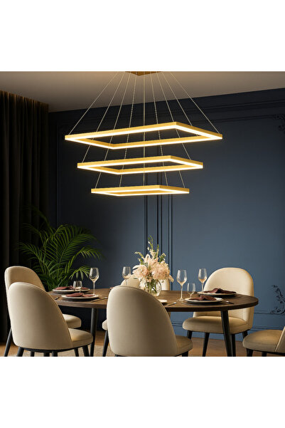 LightPlanet Lustra LED Suspendata cu 3 Elemente Rectangulare Auri LT109 Echiv...