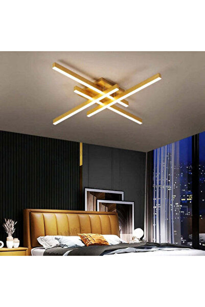 LightPlanet Lustra LED 4 Modern LINES Gold Echivalent 400W Telecomanda
