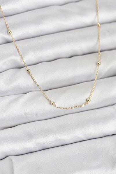 Twin Store Cm 1 Gold Rk Tiny Ball Chain Women's Necklace