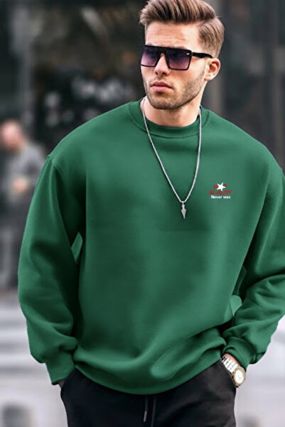 COMBİNE MİCHAİL Ανδρικό φούτερ Not Sorry με στάμπα σε πράσινο χρώμα