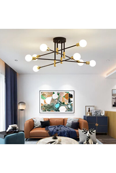 edc Lustra Minimalist Design 8xE27 Black+Gold 6038/8