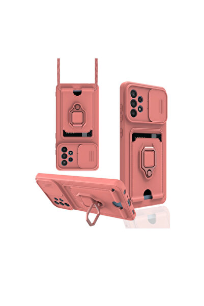 eco port حافظة سامسونج جالاكسي A72 زوما مع حلقة سيليكون لبطاقة العمل - وردي