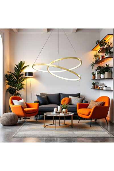 Jiju Lustra LED Aurie Suspendata 120W Lumea Telecomanda Echivalent 600W