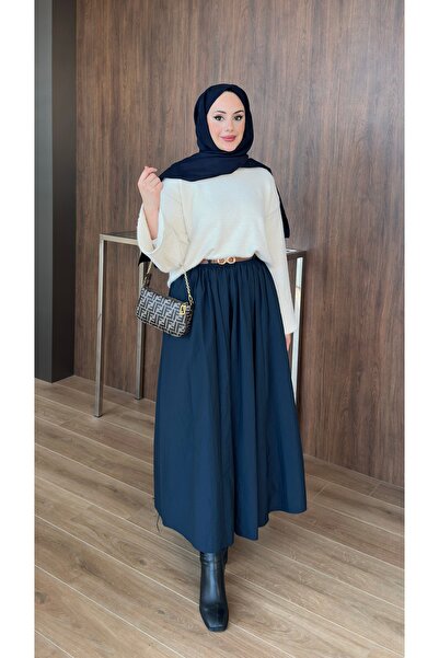 lurex moda Parachute Fabric Pleated Flared Skirt