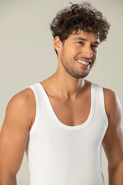 Erdem 3 bucăți, maiou cu nervuri pentru bărbați, 100% bumbac, alb