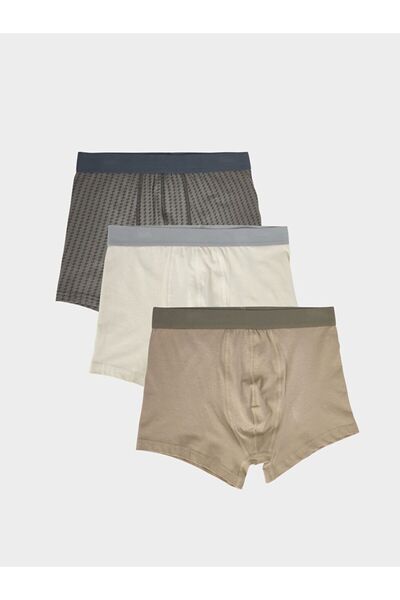 LC Waikiki Gri Standart Kalıp Pamuklu Esnek Erkek Boxer 3'lü