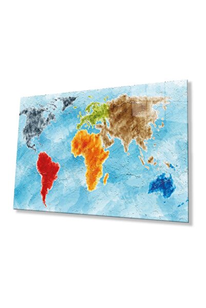 idealizbiz Παγκόσμιος Χάρτης Ελαιογραφίας 4mm Ανθεκτικός Πίνακας από Σκληρυμέ...