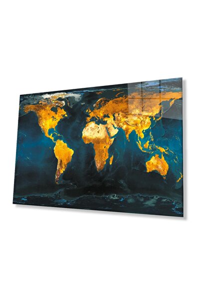 idealizbiz Hartă Mondială din Sticlă Temperată de 4mm - Artă de Perete Harta ...