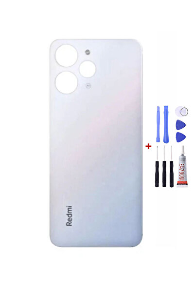 Yedcom Xiaomi Redmi 12 Beyaz Arka Kapak Arka Cam Pil Kapağı Tamir Setli
